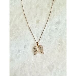 Angel Wings bleu sage Sterling Silver 14K Gold Plated necklace